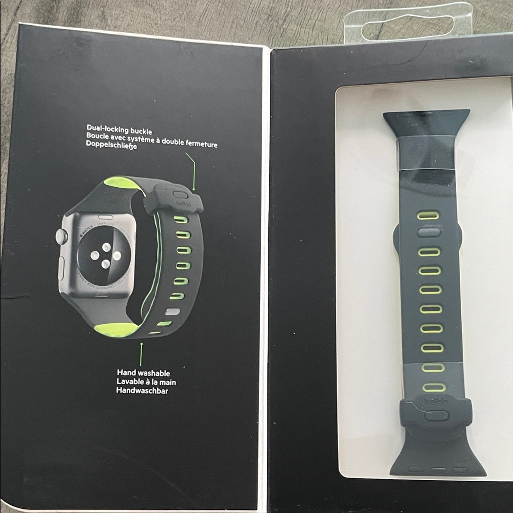 38mm Smartwatch Band with Black and Green Design